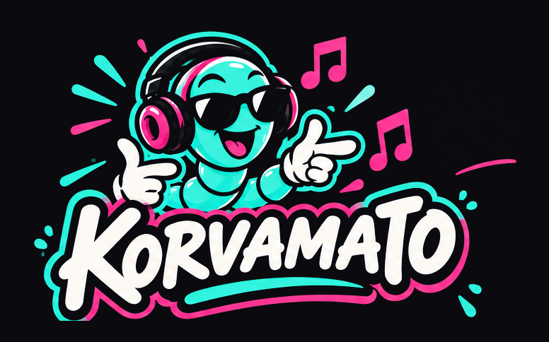 Korvamato – kuulokkeita ja aurinkolaseja käyttävä hymyilevä mato